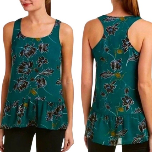 Cabi Zoe Falling Flowers Sleeveless Floral Blouse Green Size M - Picture 1 of 7
